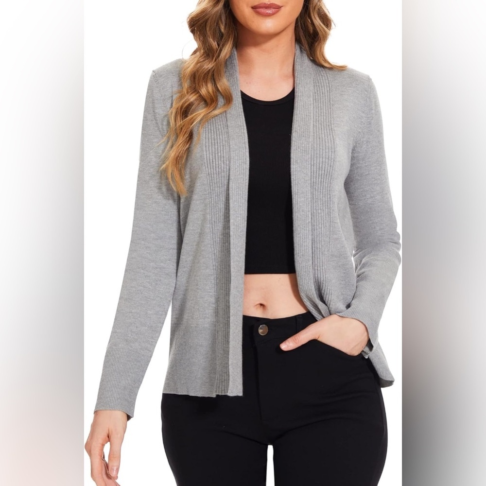 Women's Gray Open Front Cardigan Sweater size XL